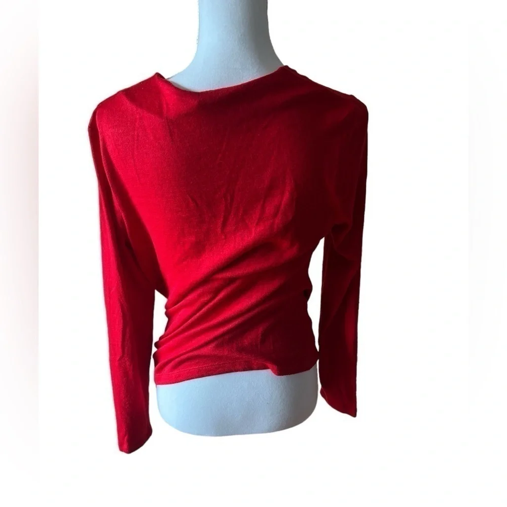 Banana Republic Petite Red Long Sleeve Wrap Front Bodysuit - M - Picture 5 of 6